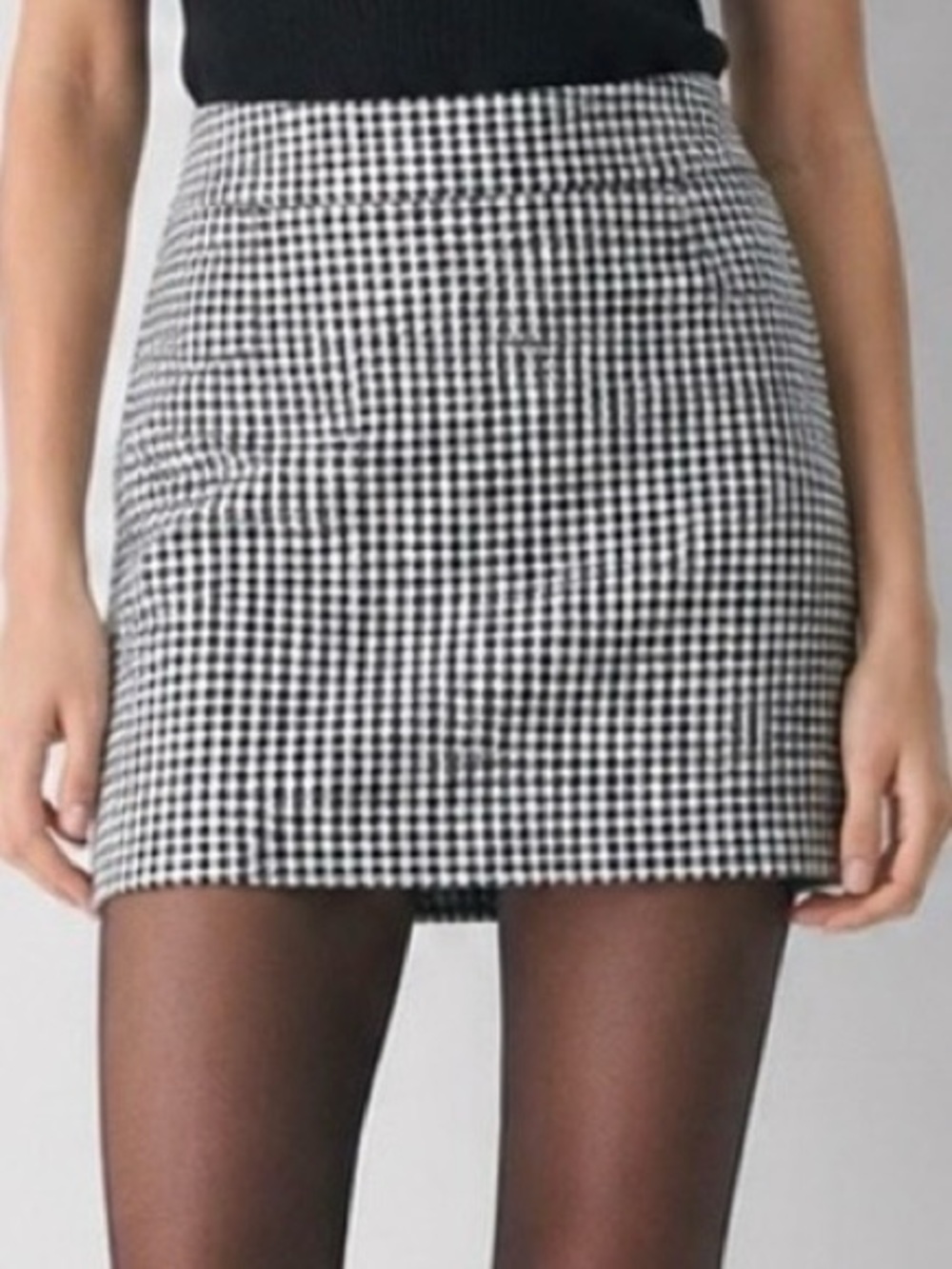 Aritzia Wilfred Classic A-Line Mini Skirt Houndstooth Black White Size 2 Fall